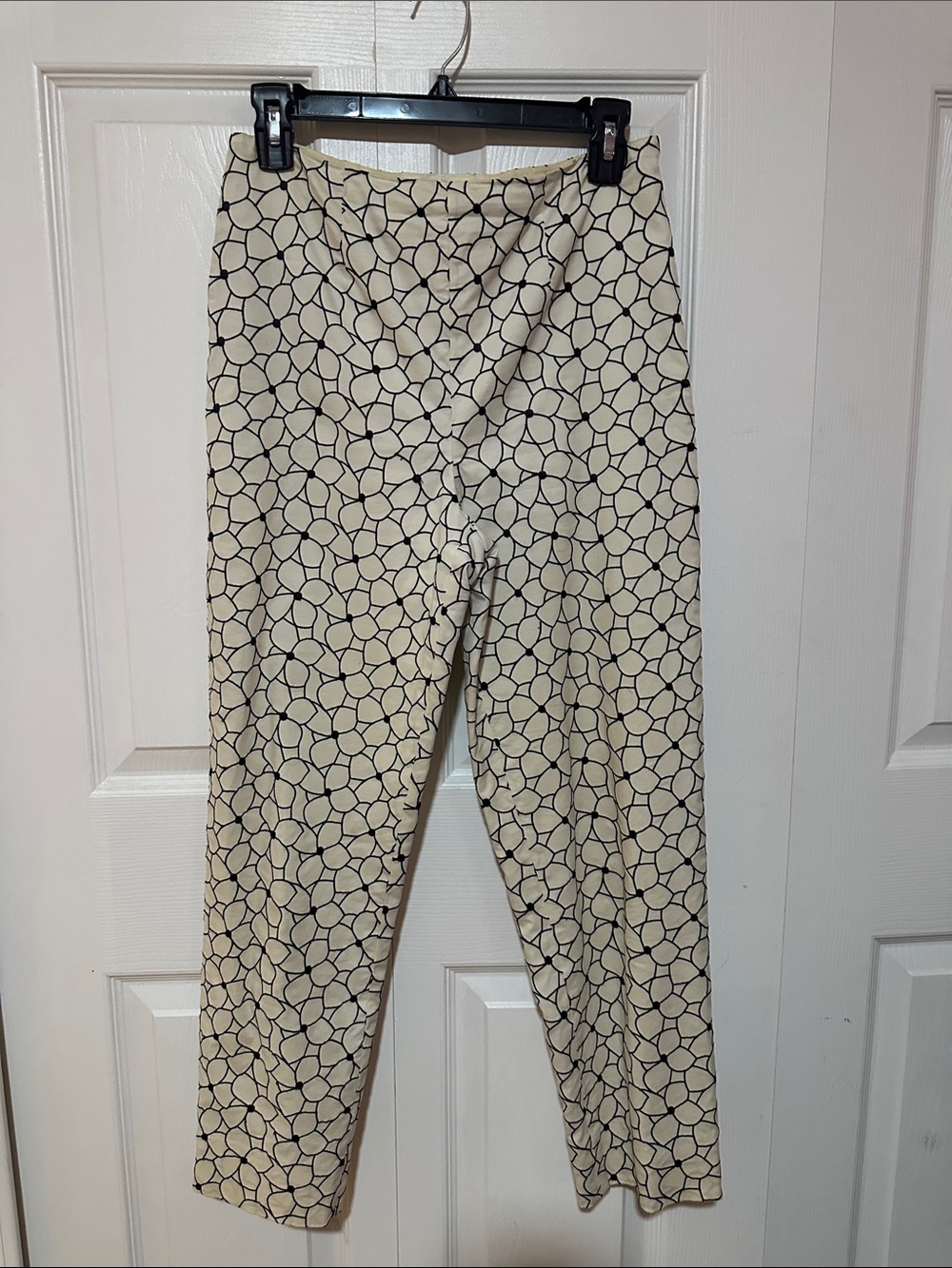 Carlisle Cream and Black Patterned Cropped Pants